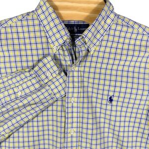 Ralph Lauren Mens‎ Classic Fit Plaid Button Down Shirt Gingham Check Size L